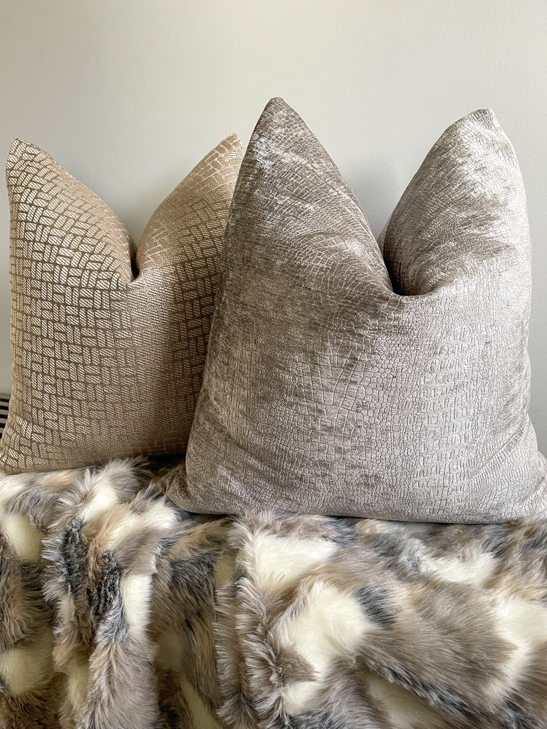 Silver Velvet Gator Pillow Cover Love, Ravin Collection