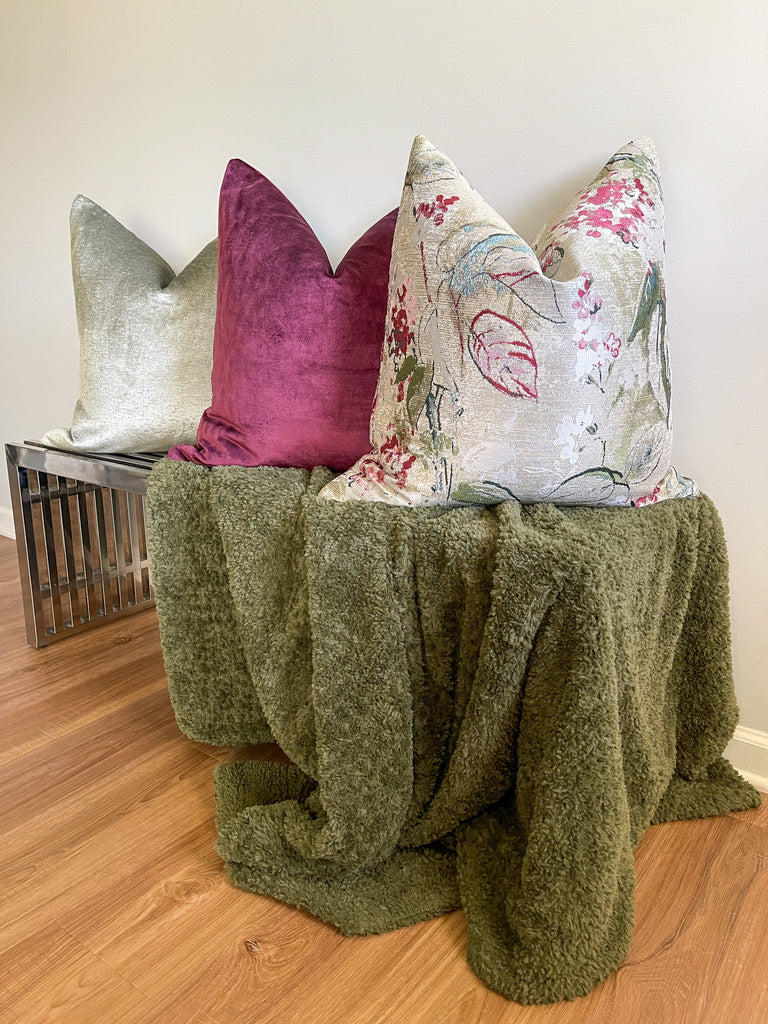 Plum Velvet Pillow Cover Love, Ravin Collection