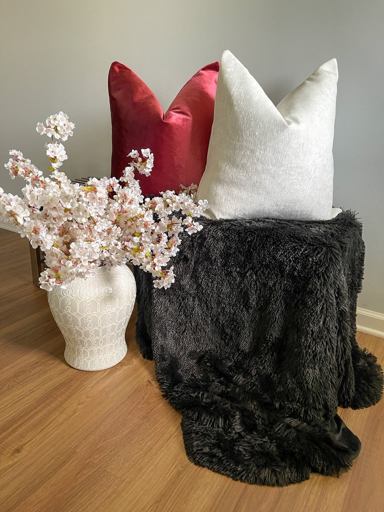 Cranberry Silk Velvet Pillow Cover Love, Ravin Collection