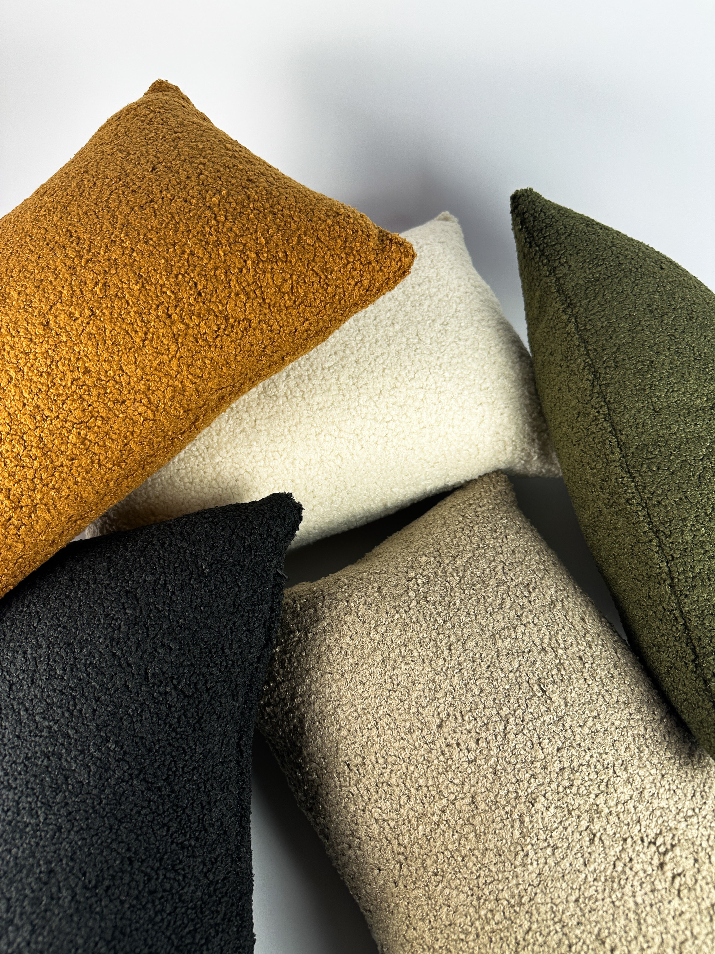 Warm tone colors all with fluffy boucle fabric