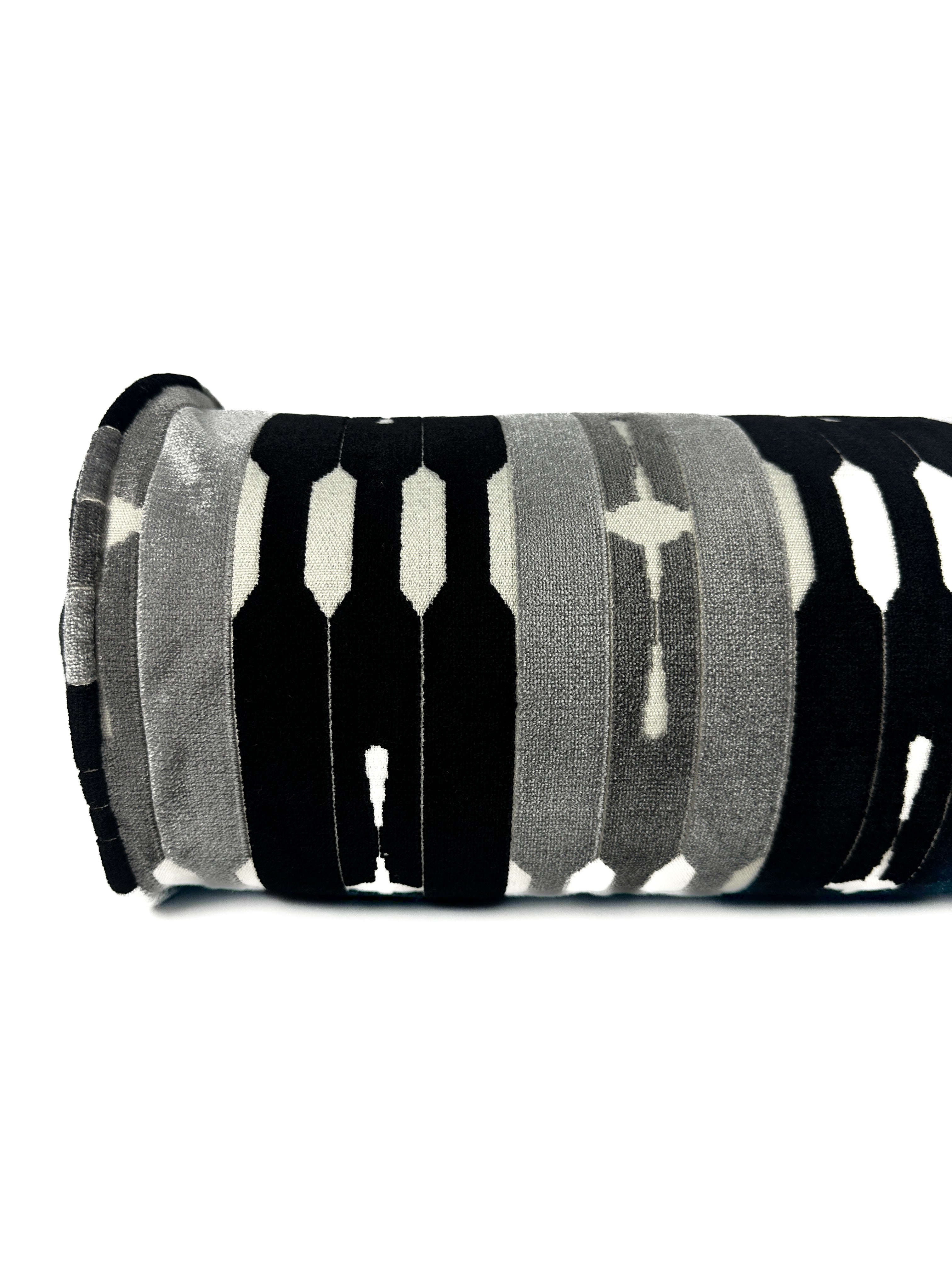 Black and Silver Contemporary Bolster Cover Love, Ravin Collection