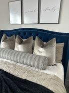 Grey Lattice Bolster Cover Love, Ravin Collection