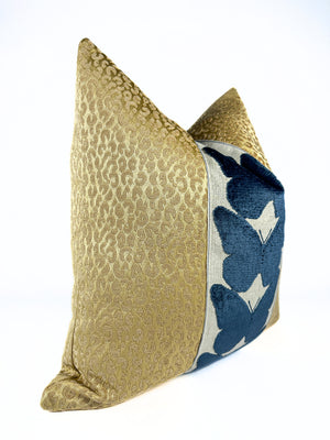 Gold Leopard and Ocean Butterfly Pillow Cover