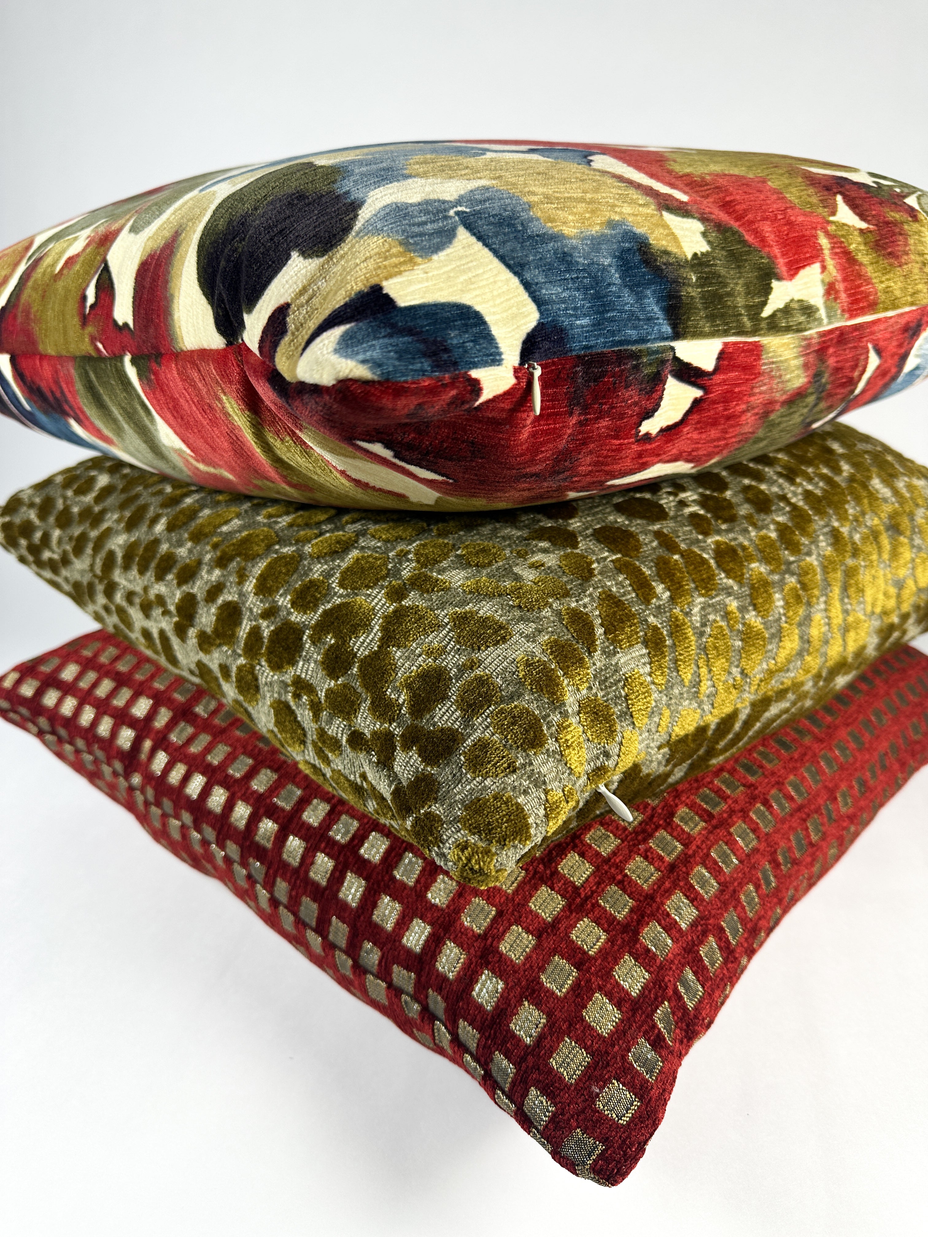 Red and Blue Blotches Pillow Cover Love, Ravin Collection