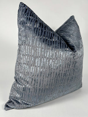 Metallic Blue and Grey Pillow Cover