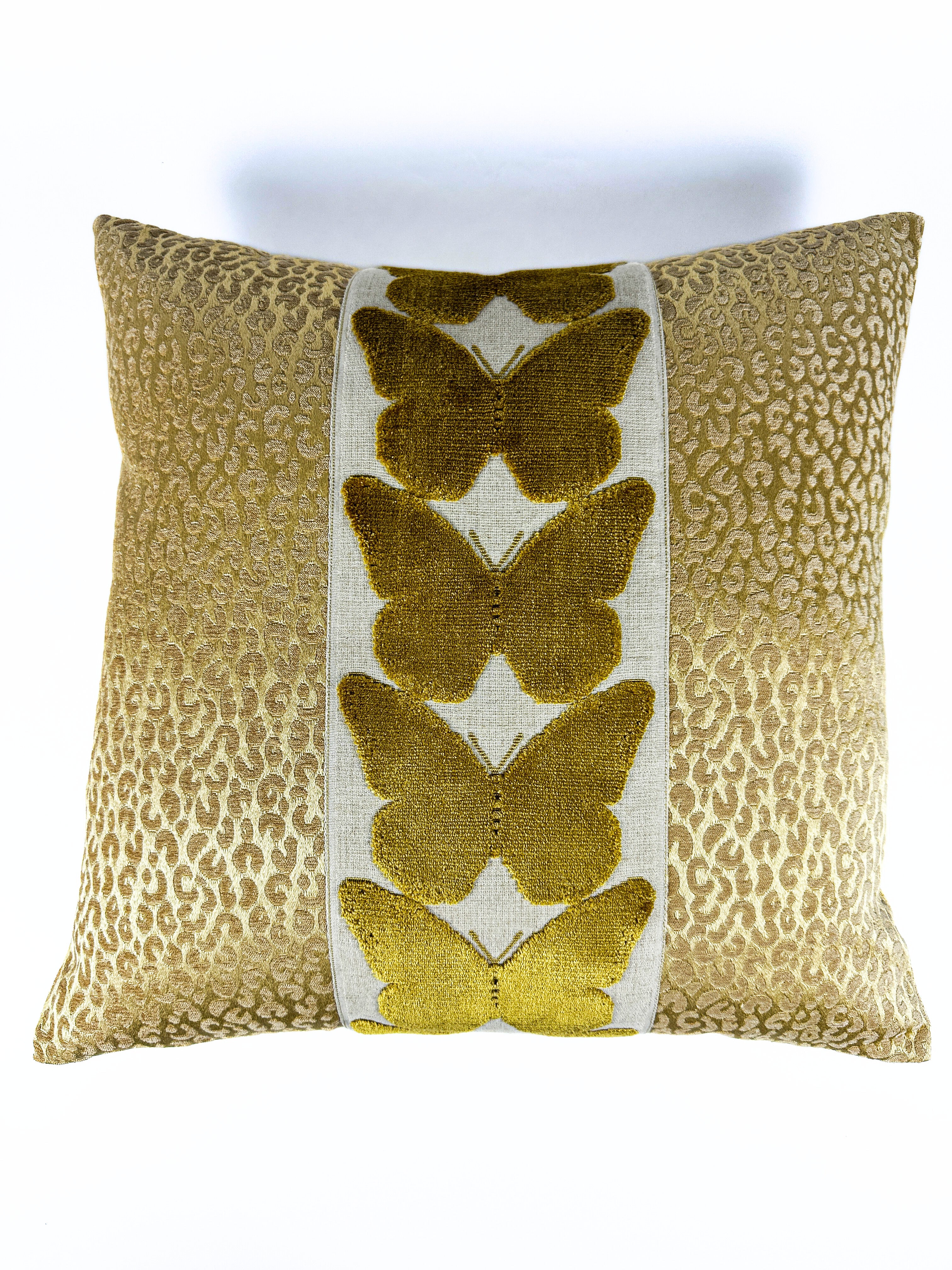 Gold Leopard and Midas Butterfly Pillow Cover Love, Ravin Collection