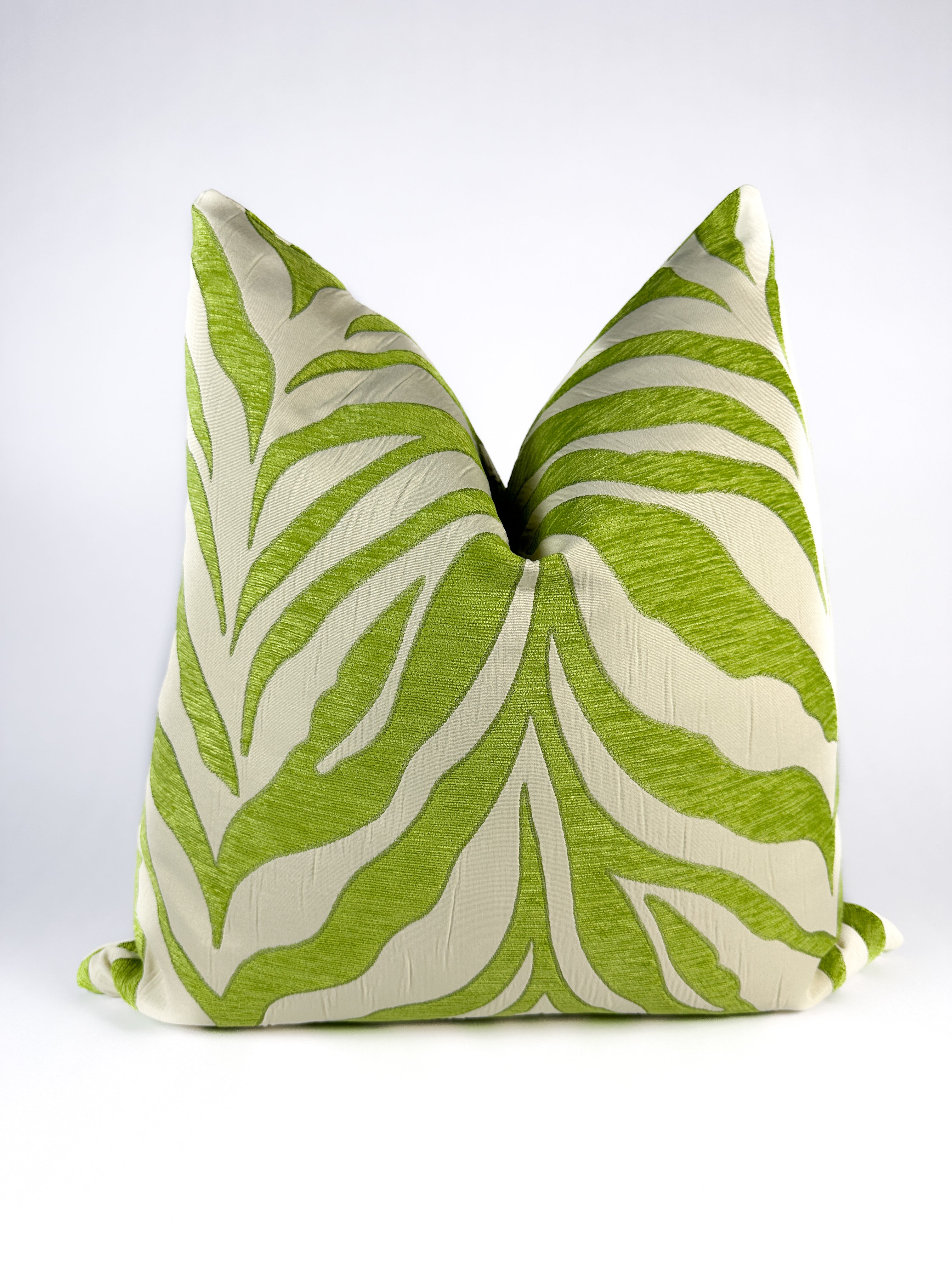 Lime Green and Ivory Zebra Pillow Cover Love, Ravin Collection