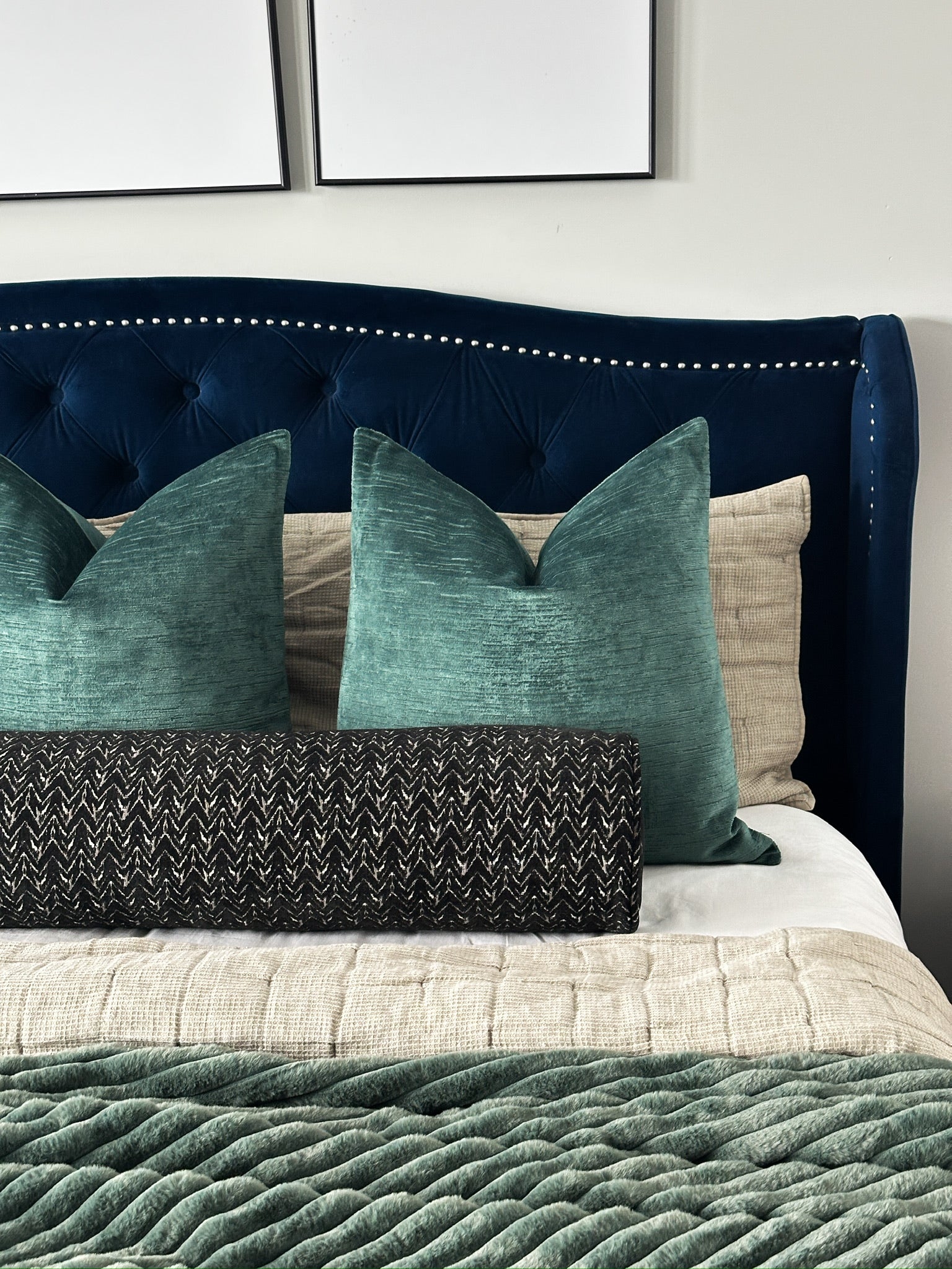 Grey and Black Zigs Bolster Cover Love, Ravin Collection