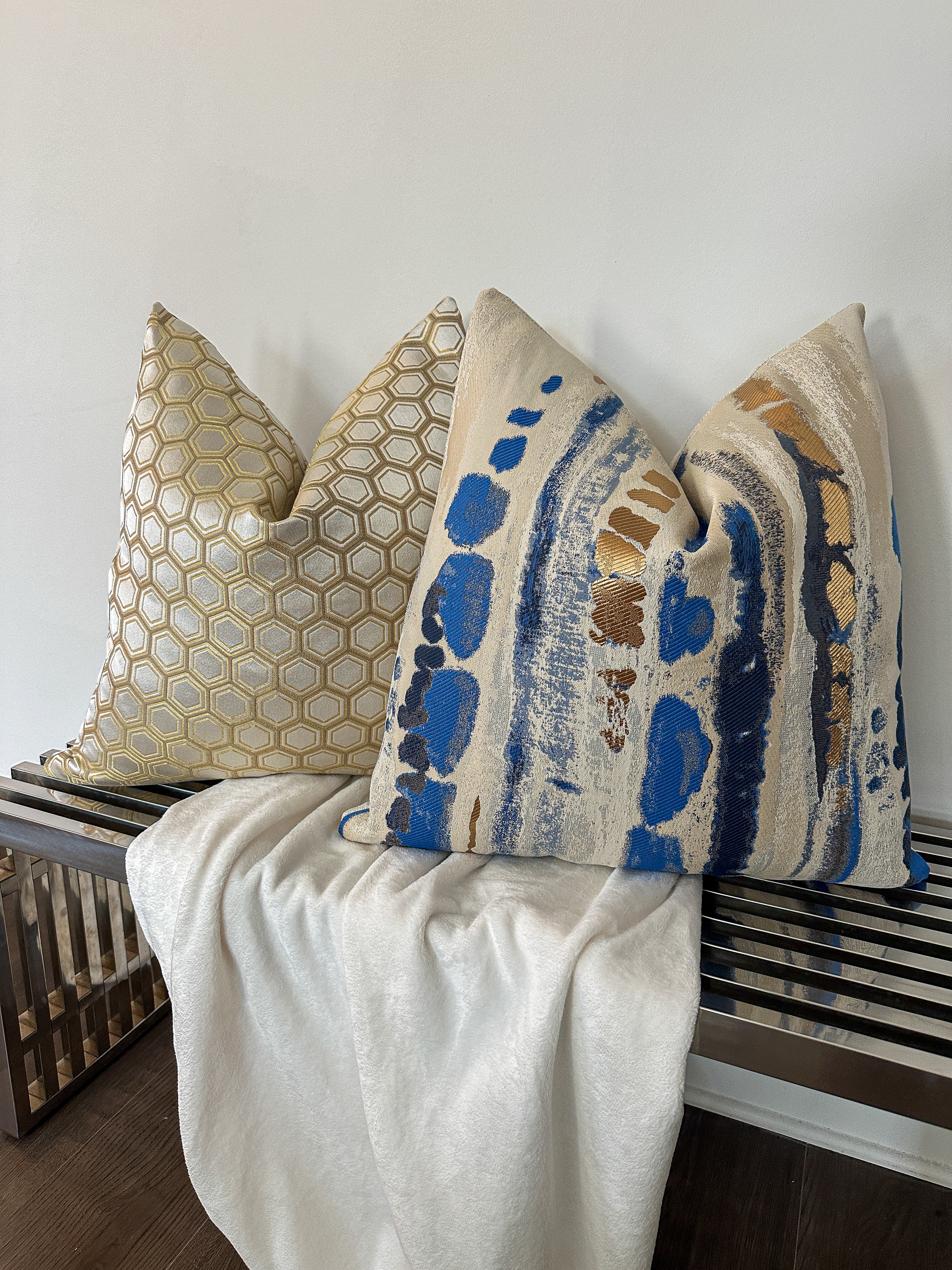 Silver and Gold Hex Pillow Cover simple Love, Ravin Collection