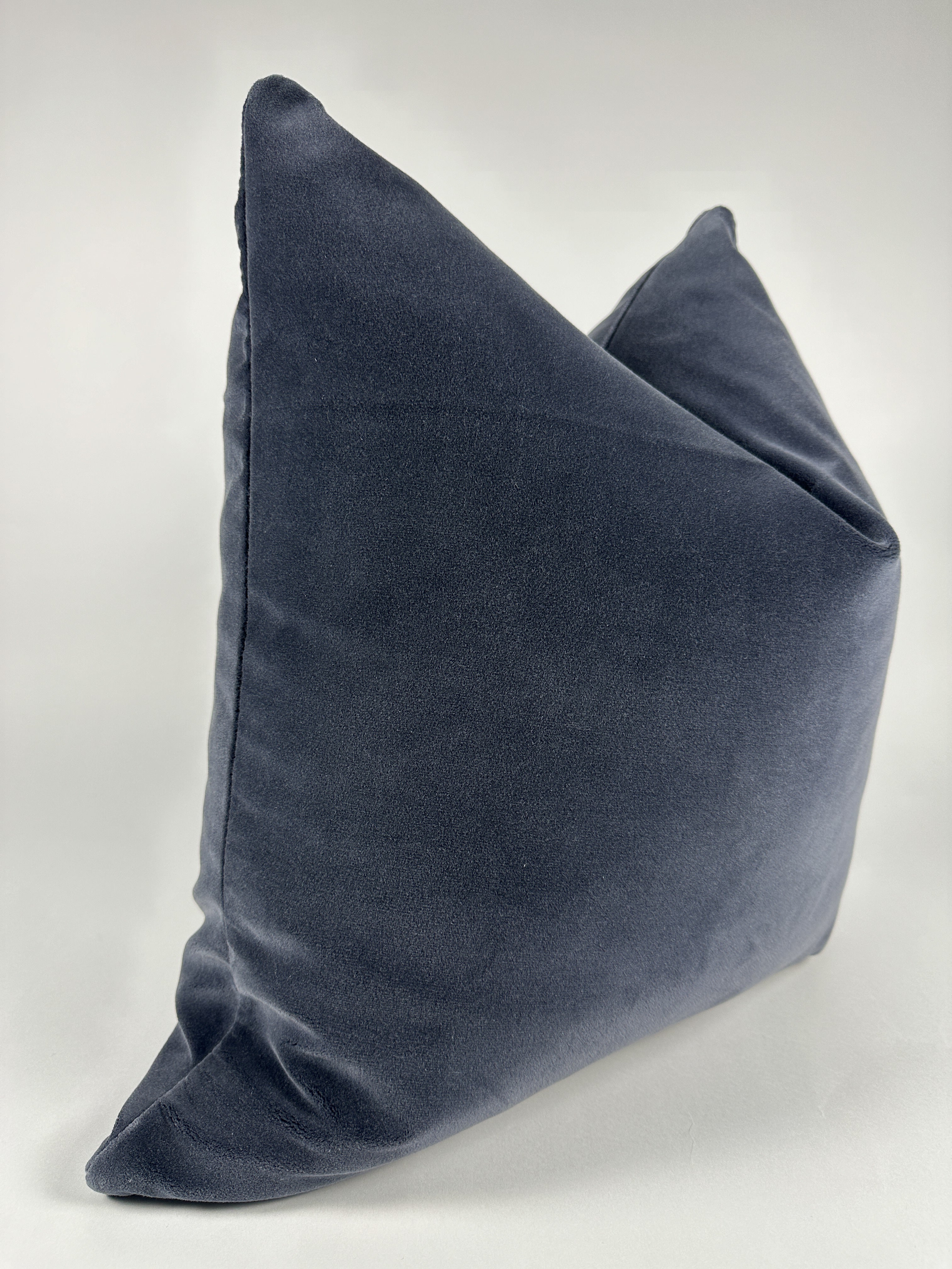 Steel Blue Grey Velvet Pillow Cover simple Love, Ravin Collection
