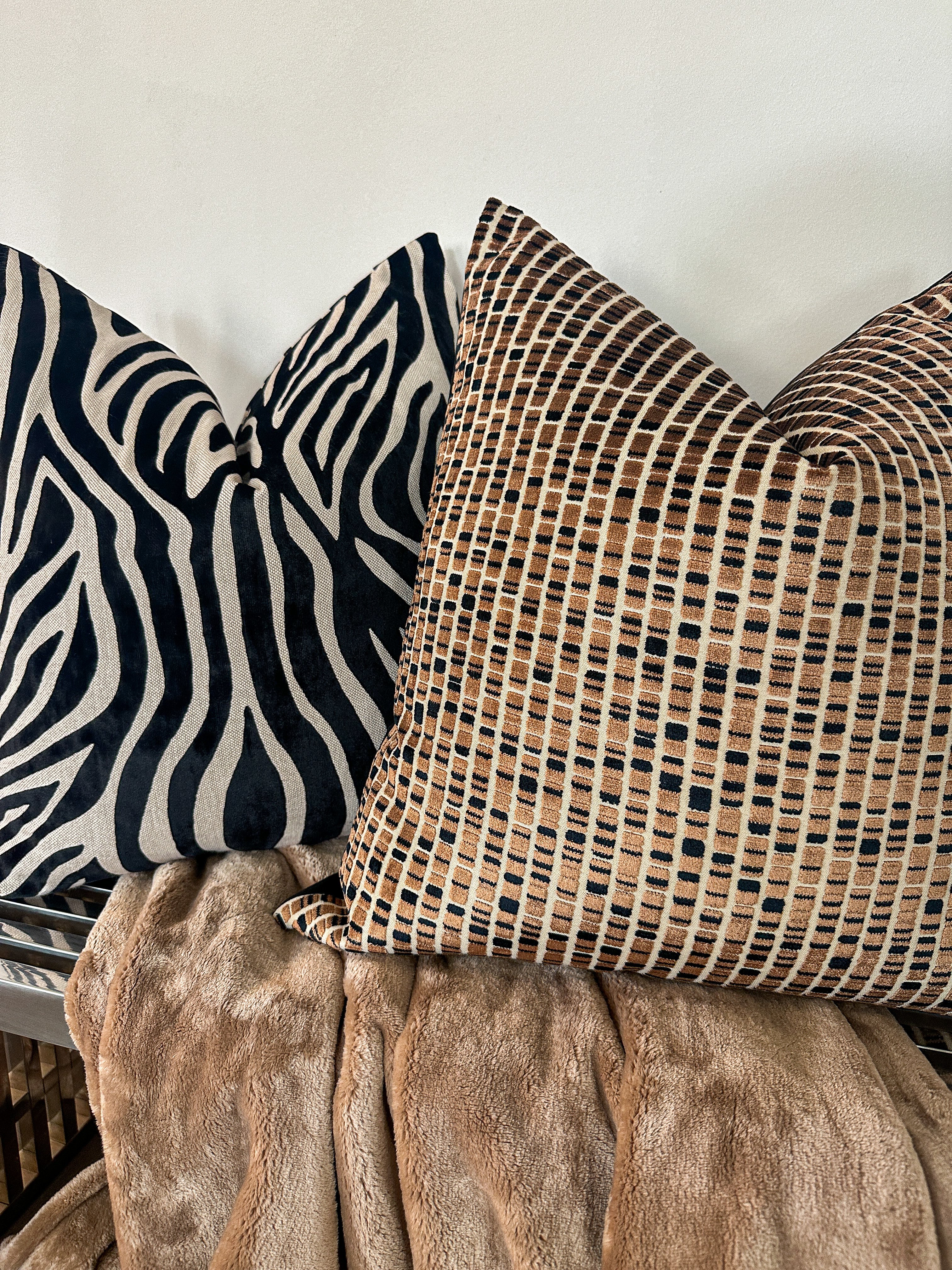 Black Velvet Zebra Pillow Cover Love, Ravin Collection