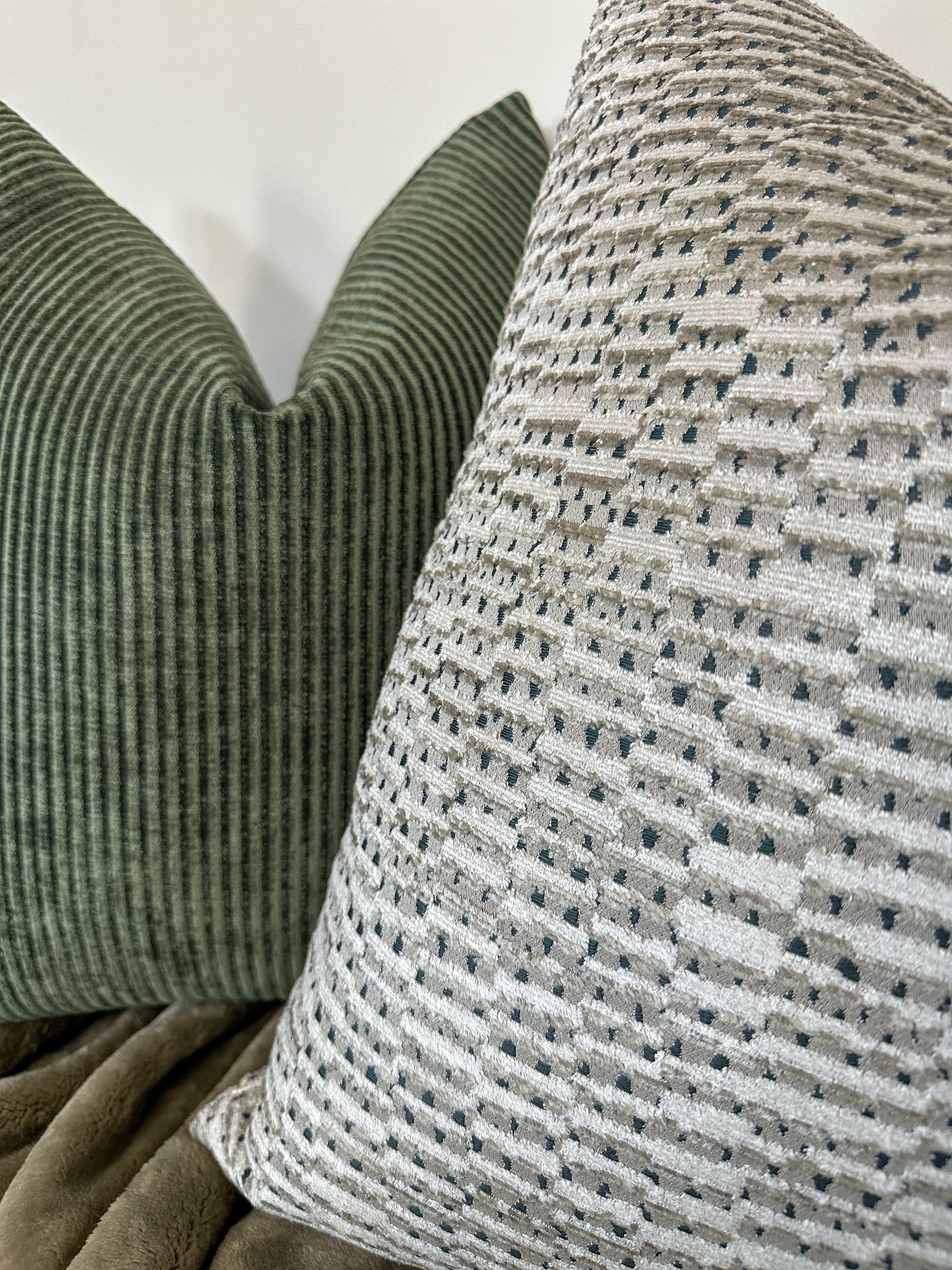 Grey and Spotted Teal Pillow Cover Love, Ravin Collection