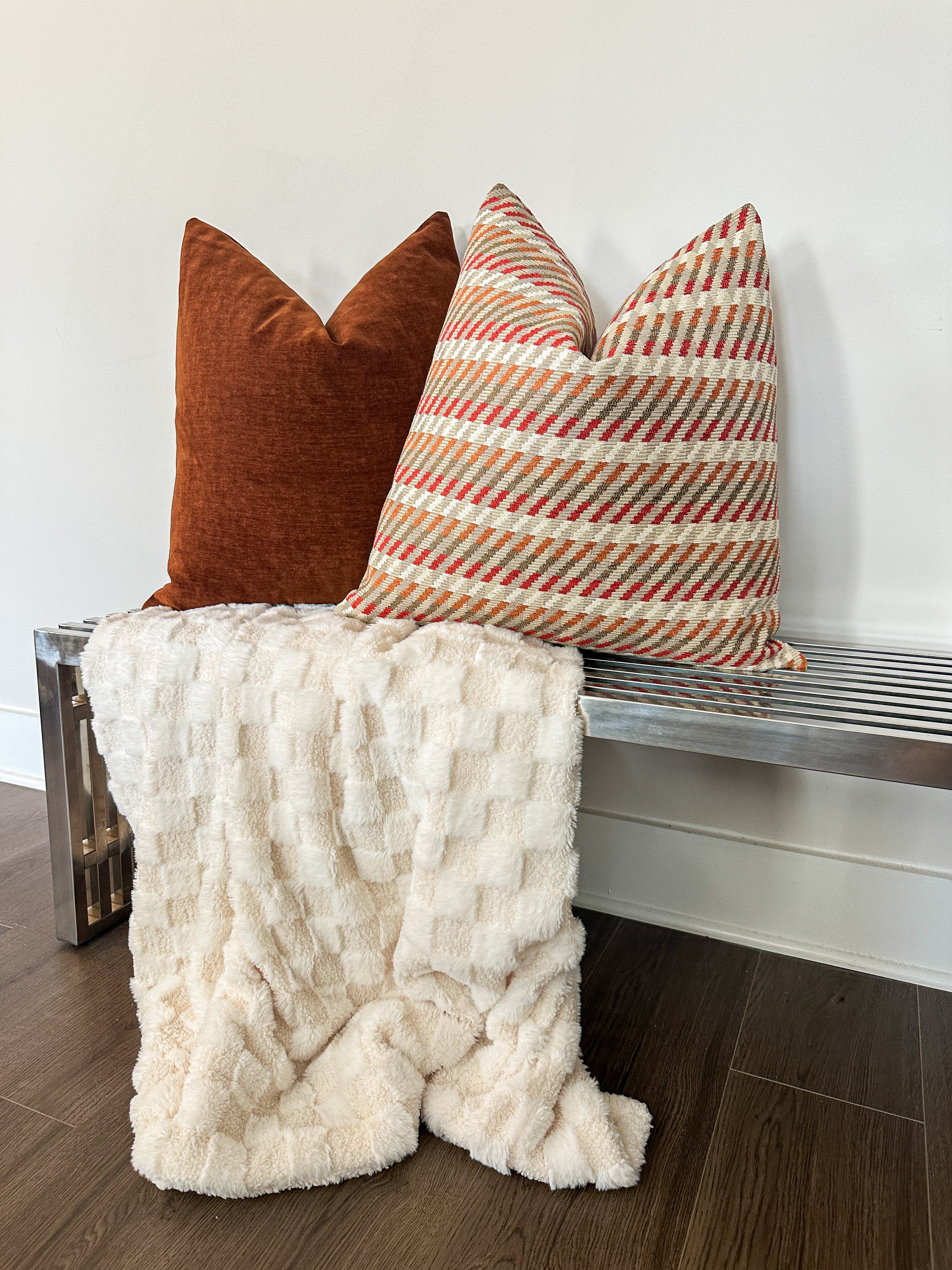 Tan and Orange Diagonal Pillow Cover Love, Ravin Collection