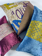 Goldenrod and Egyptian Blue Pillow Cover Love, Ravin Collection