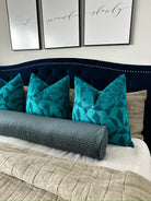 Dark Chambray Mixed Cubes Bolster Cover Love, Ravin Collection