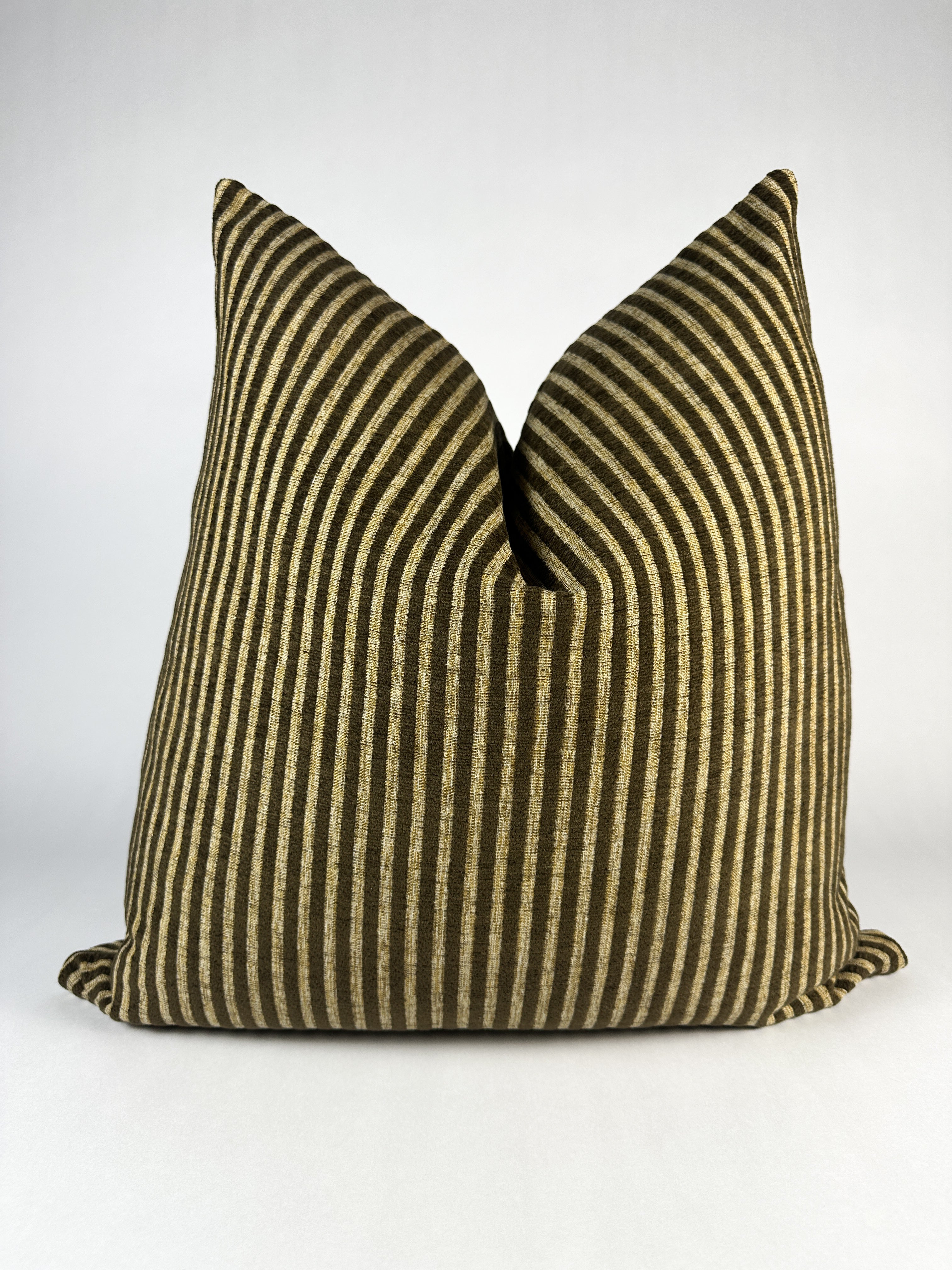 Brown and Khaki Stripe Pillow Cover Love, Ravin Collection