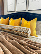Greige and Mustard Chevron Bolster Cover Love, Ravin Collection