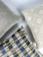 Grey and Blue Checker Print Pillow Cover simple Love, Ravin Collection