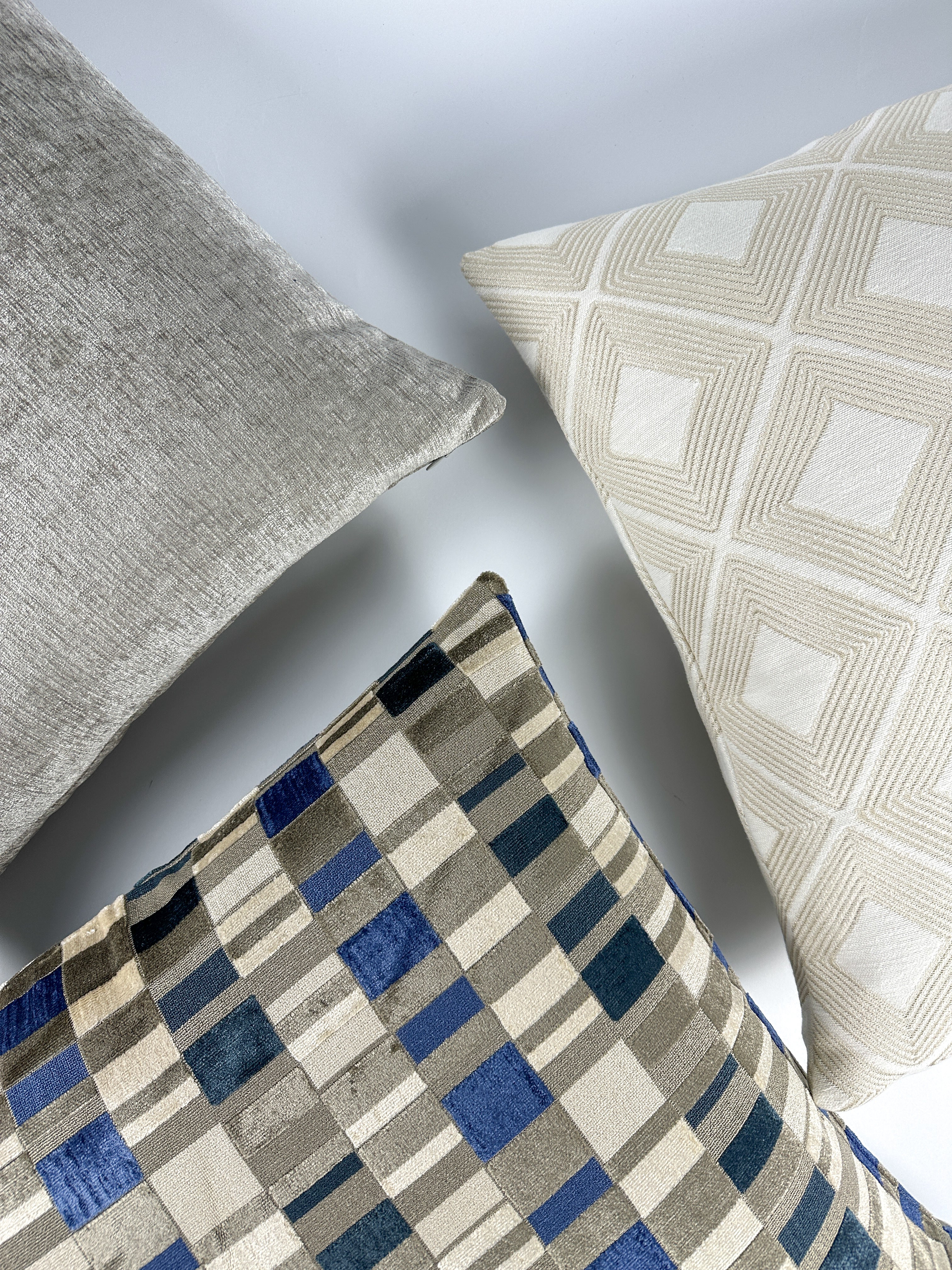 Grey and Blue Checker Print Pillow Cover simple Love, Ravin Collection