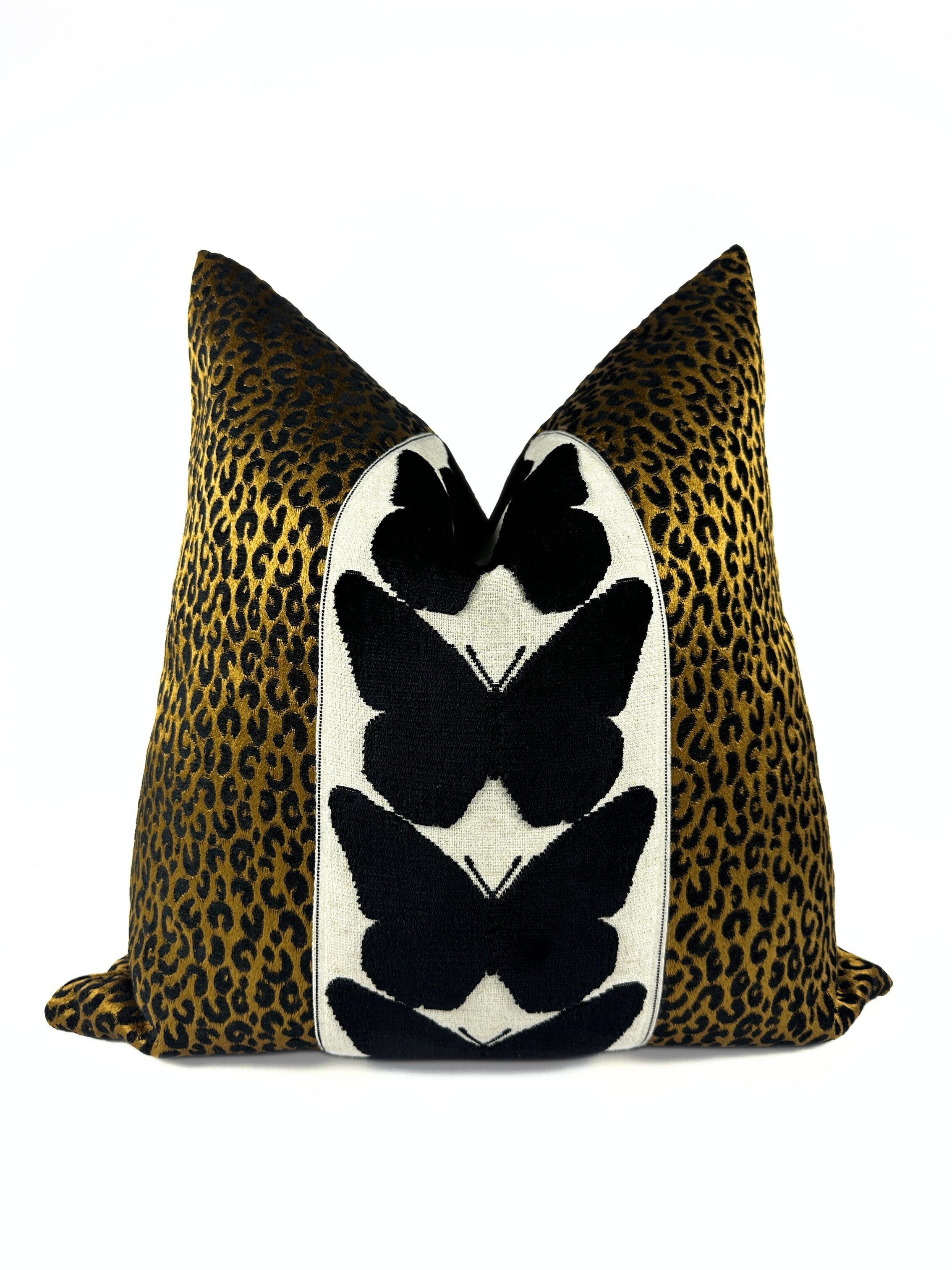 Onyx Leopard and Jet Butterfly Pillow Cover Love, Ravin Collection