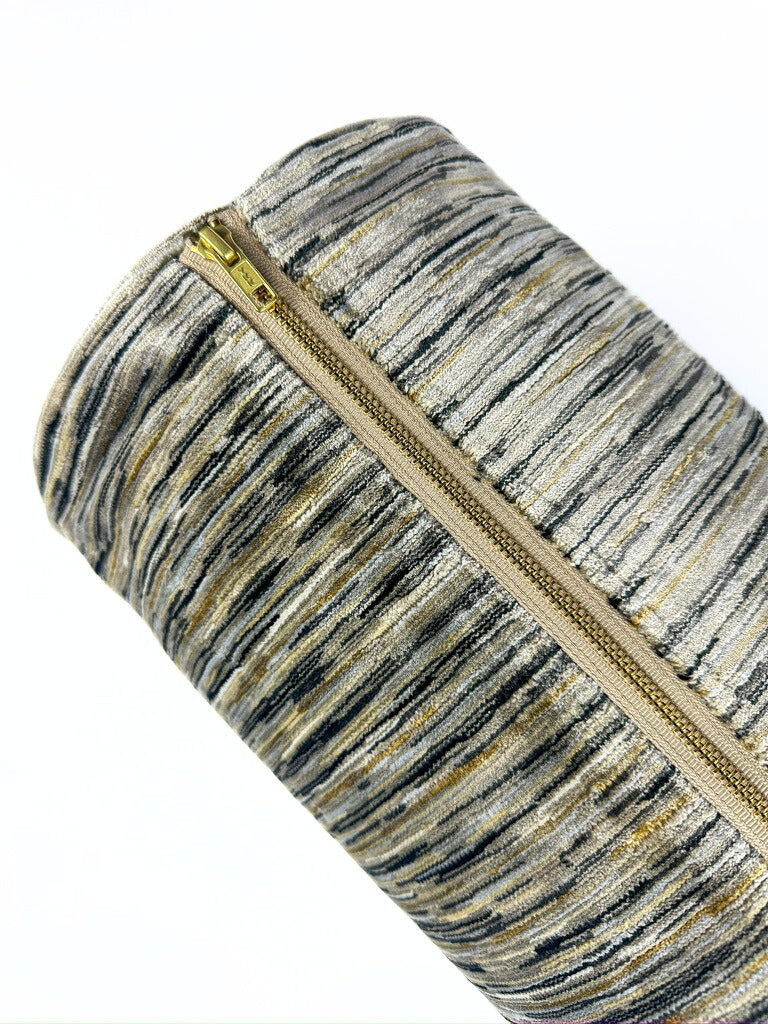 Taupe Velvet Rain Bolster Cover Love, Ravin Collection