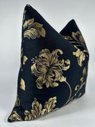 Black and Gold Cattleya Pillow Cover Love, Ravin Collection