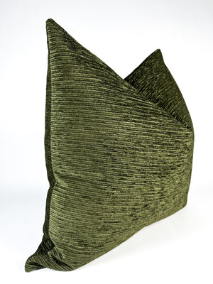 Deep Olive Ribbed Pillow Cover
