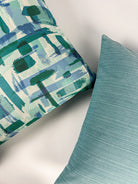 Sky Blue and Green Lines Pillow Cover simple Love, Ravin Collection
