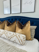 Gold and White Tilework Bolster Cover Love, Ravin Collection