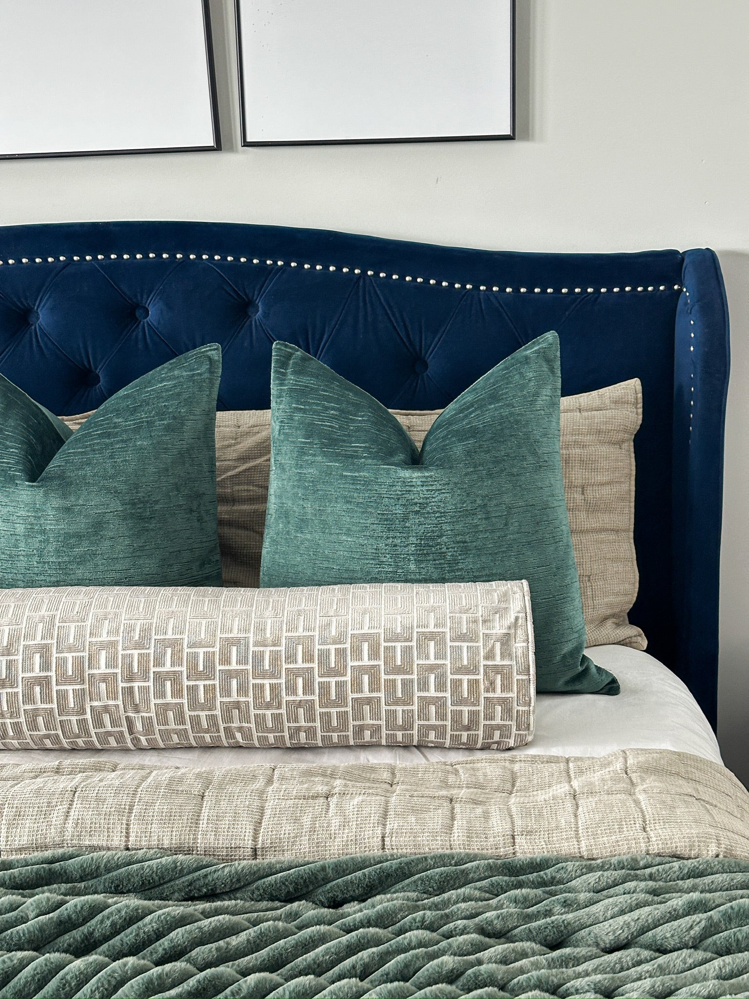 Warm Greige Geometric Bolster Cover Love, Ravin Collection