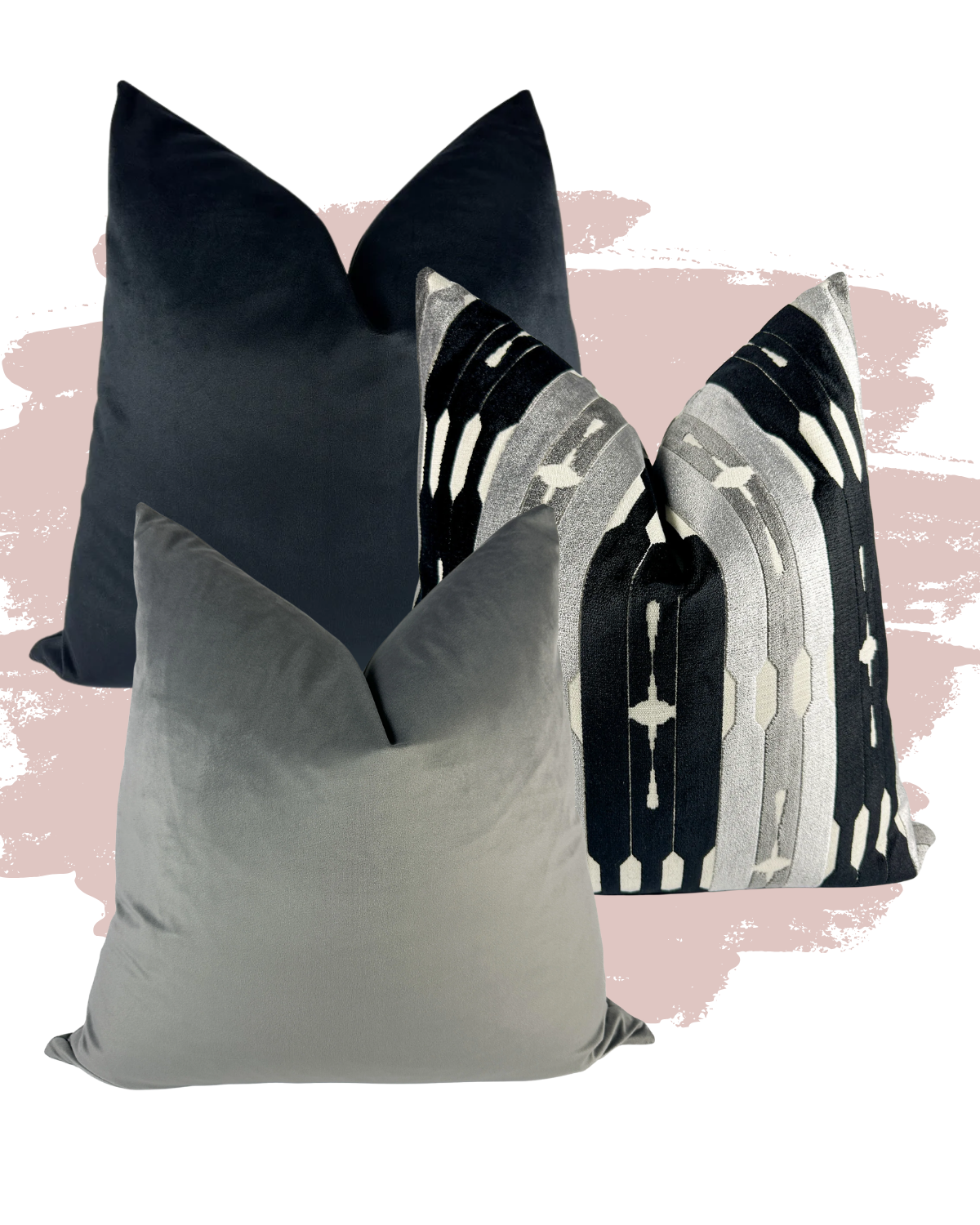 Black and Silver Edit Pillow Combo Love, Ravin Collection