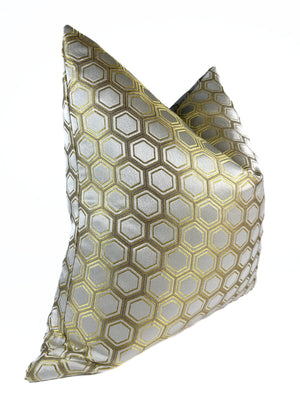 Silver and Gold Hex Pillow Cover