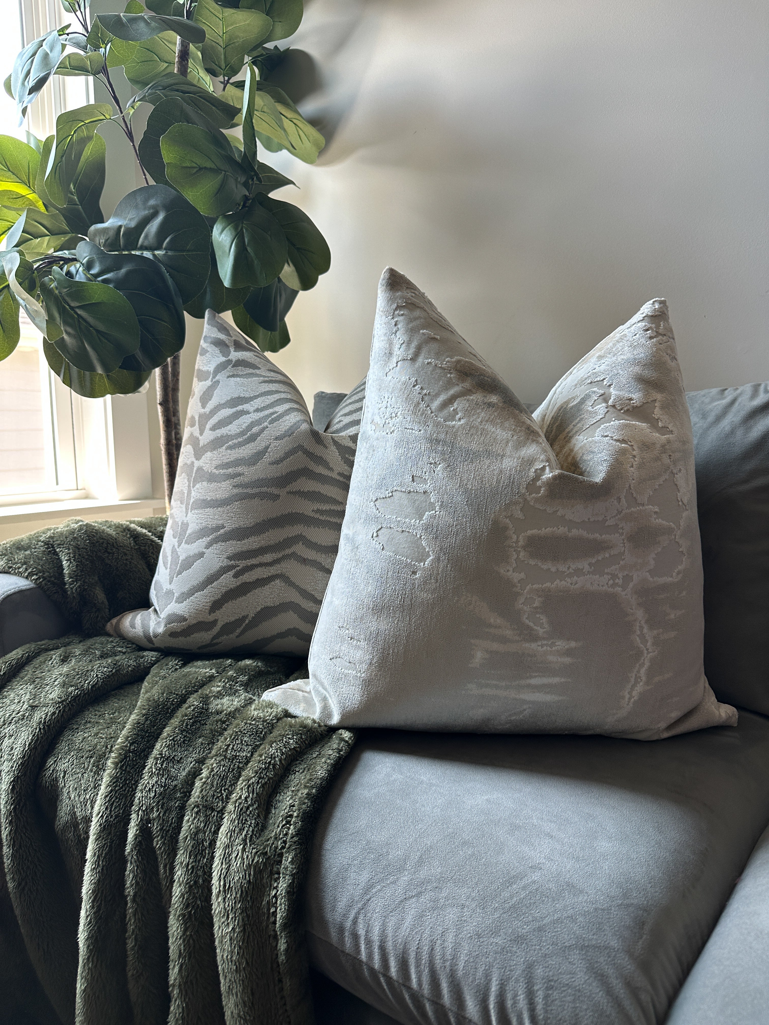 Grey and Beige Tiger Pillow Cover Love, Ravin Collection