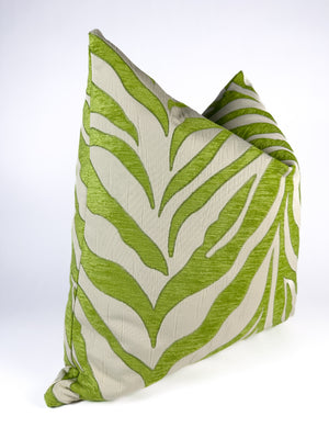 Lime Green and Ivory Zebra Pillow Cover
