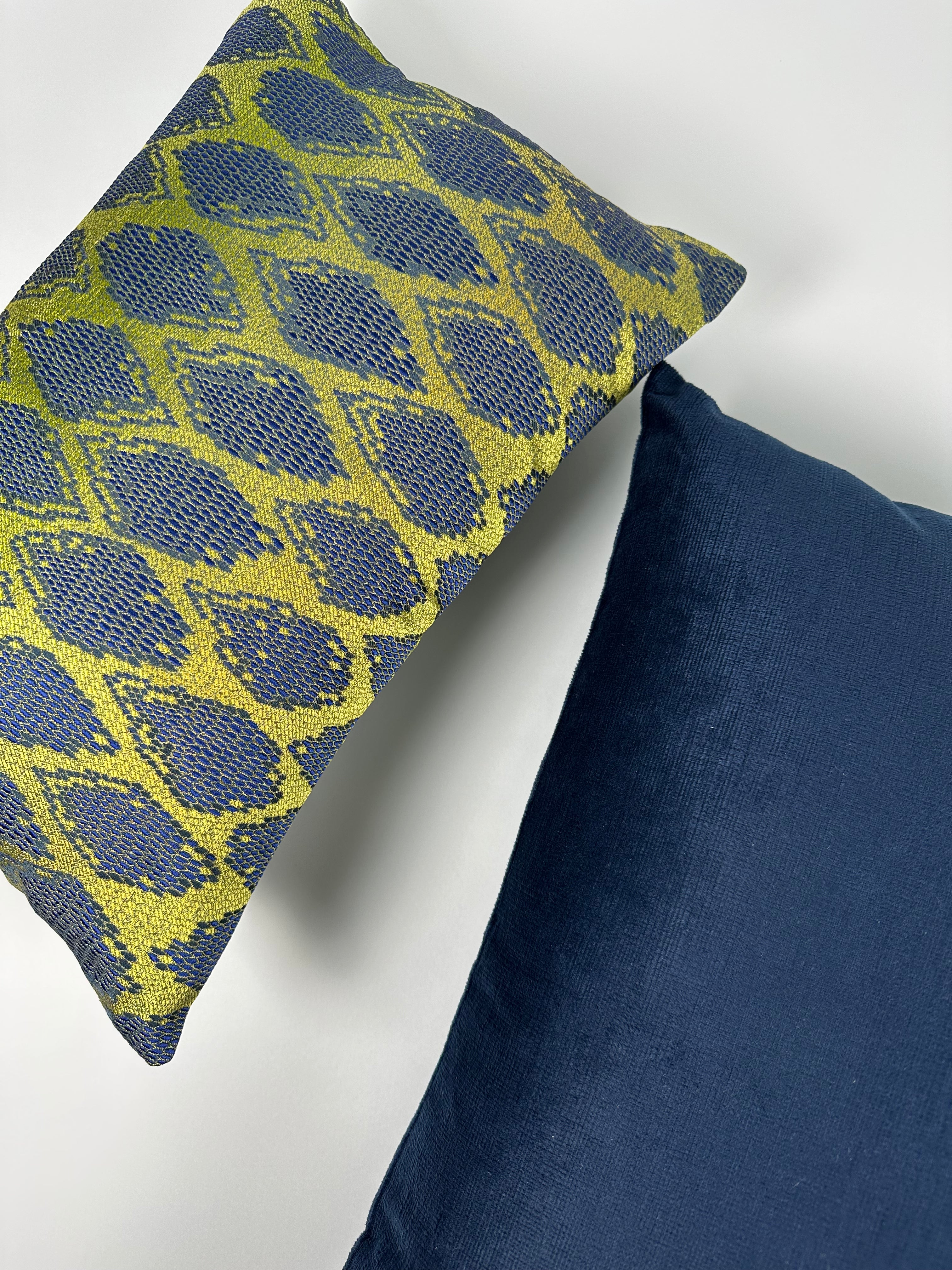 Navy and Lime Green Silk Pillow Cover simple Love, Ravin Collection