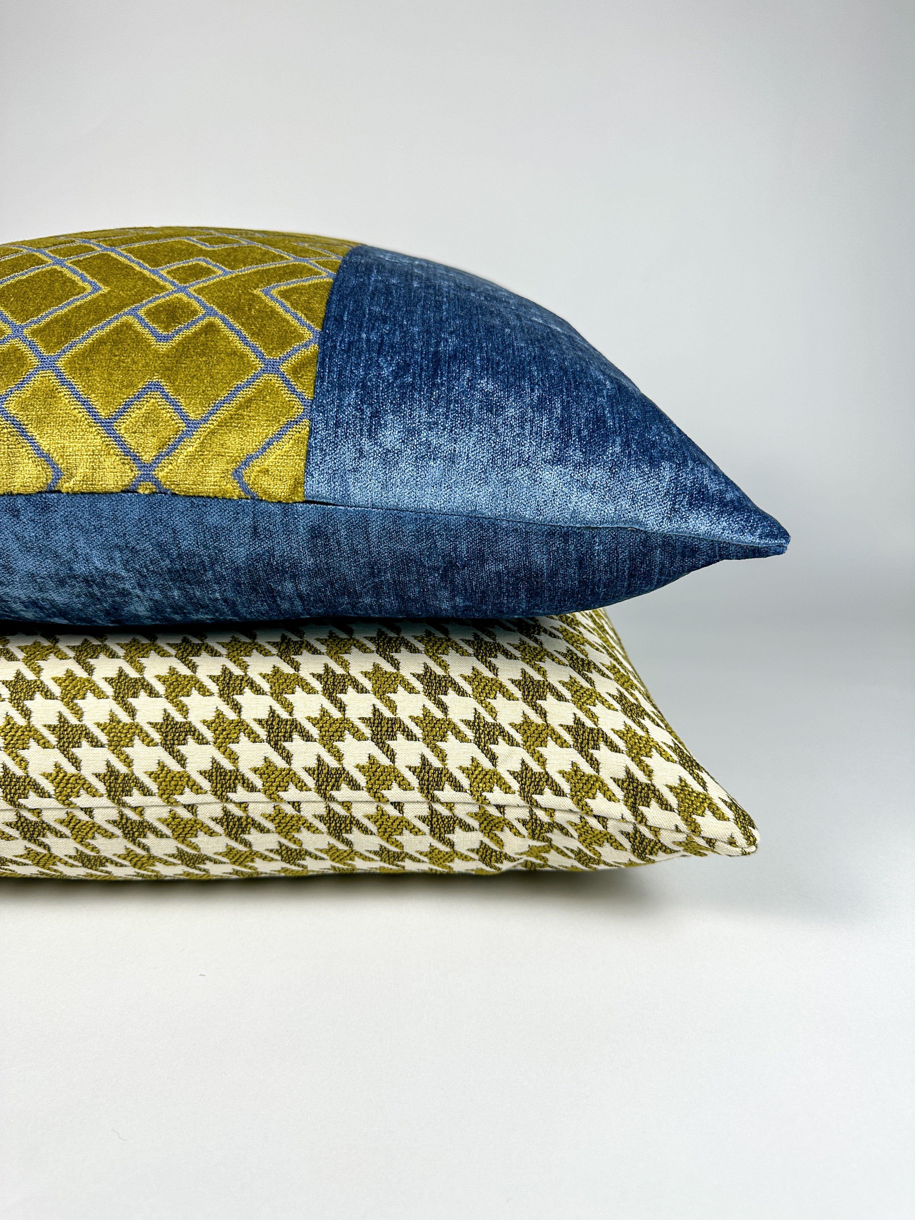 Goldenrod and Egyptian Blue Pillow Cover Love, Ravin Collection