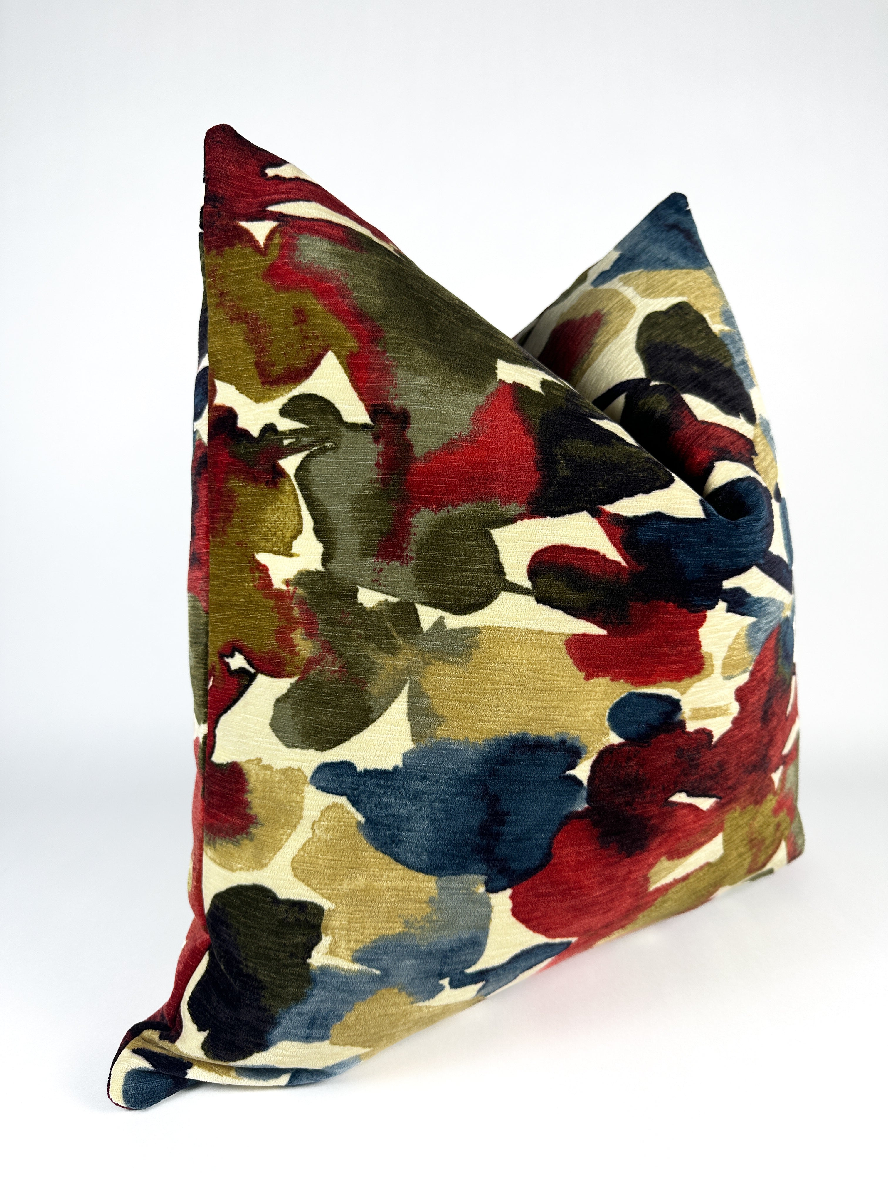 Red and Blue Blotches Pillow Cover Love, Ravin Collection