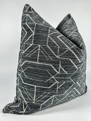 Charcoal and Gold Strands Pillow Cover
