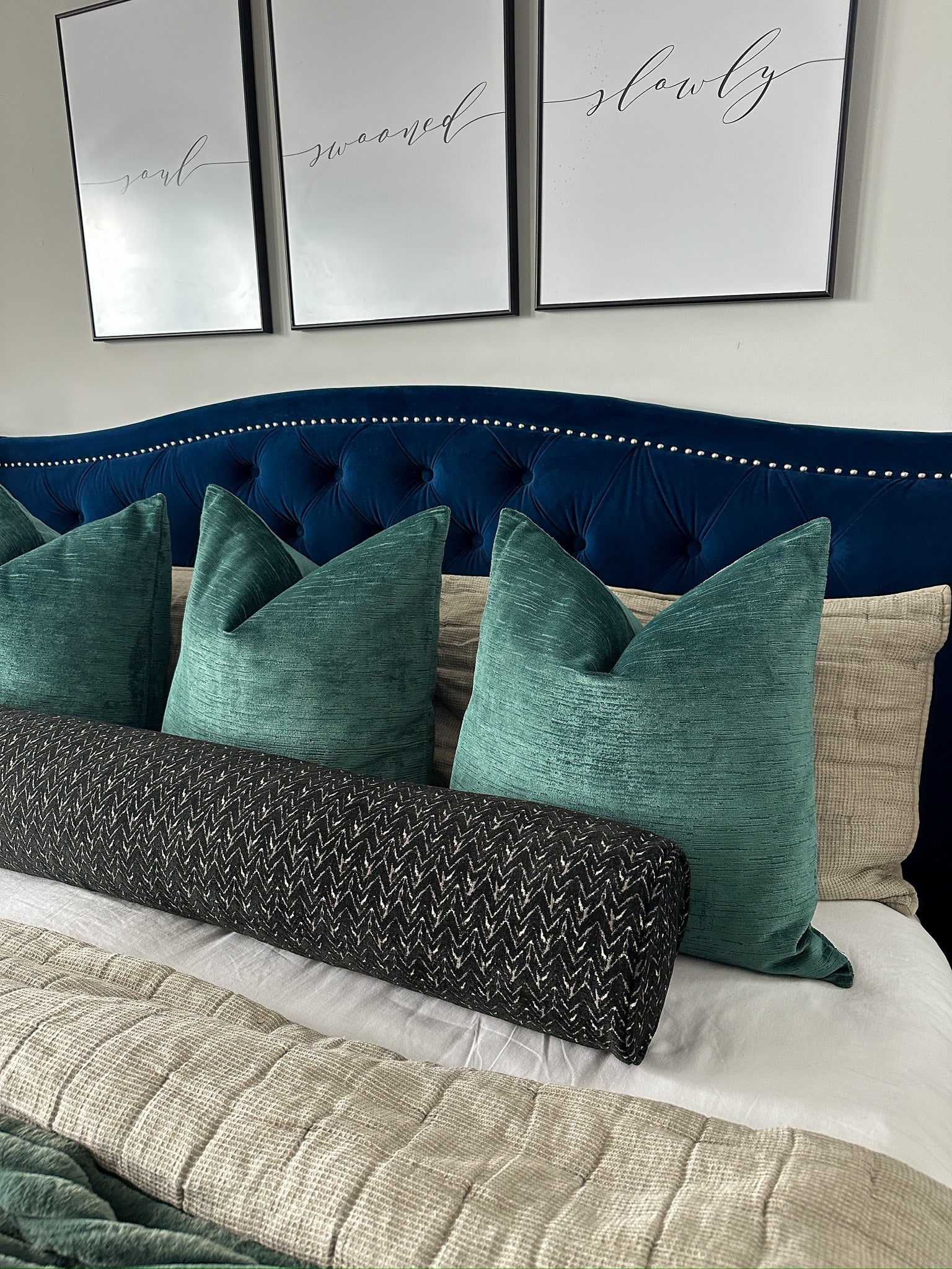 Grey and Black Zigs Bolster Cover Love, Ravin Collection