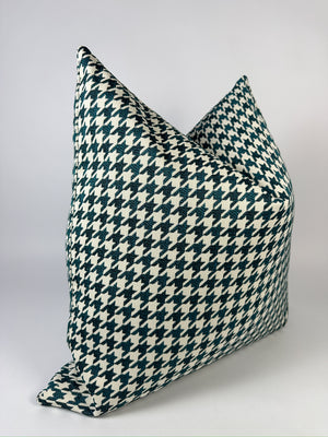Teal Houndstooth Pillow Cover