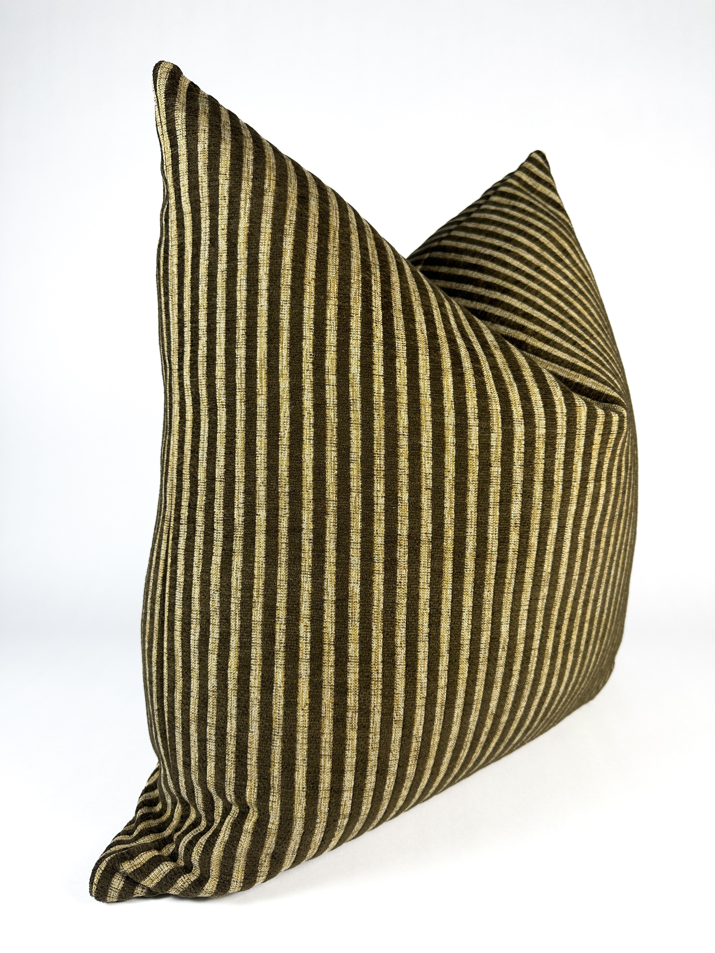 Brown and Khaki Stripe Pillow Cover Love, Ravin Collection