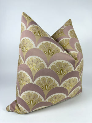 Lavender and Gold Fans Pillow Cover
