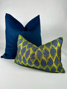 Navy and Lime Green Silk Pillow Cover simple Love, Ravin Collection