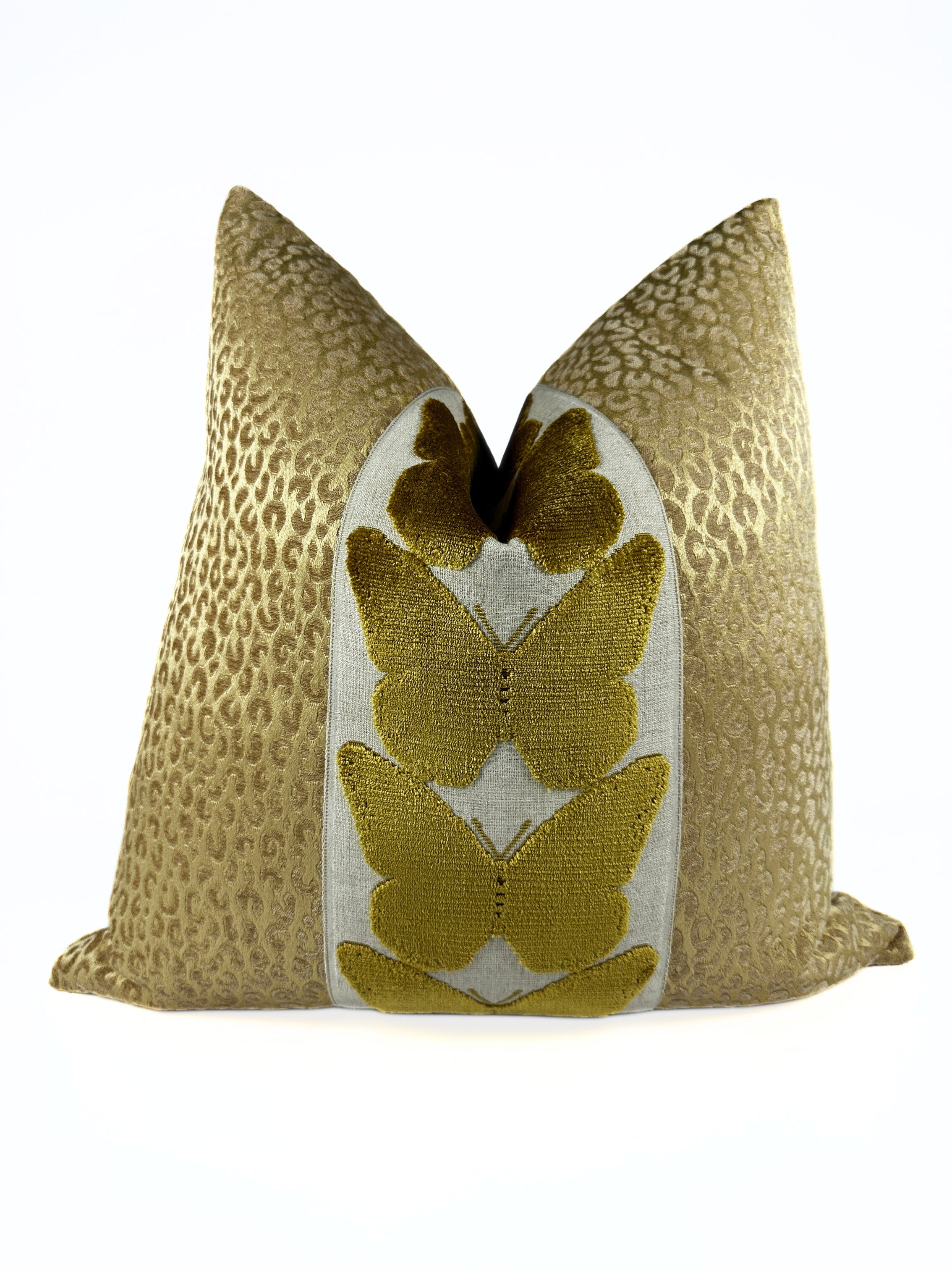 Gold Leopard and Midas Butterfly Pillow Cover Love, Ravin Collection