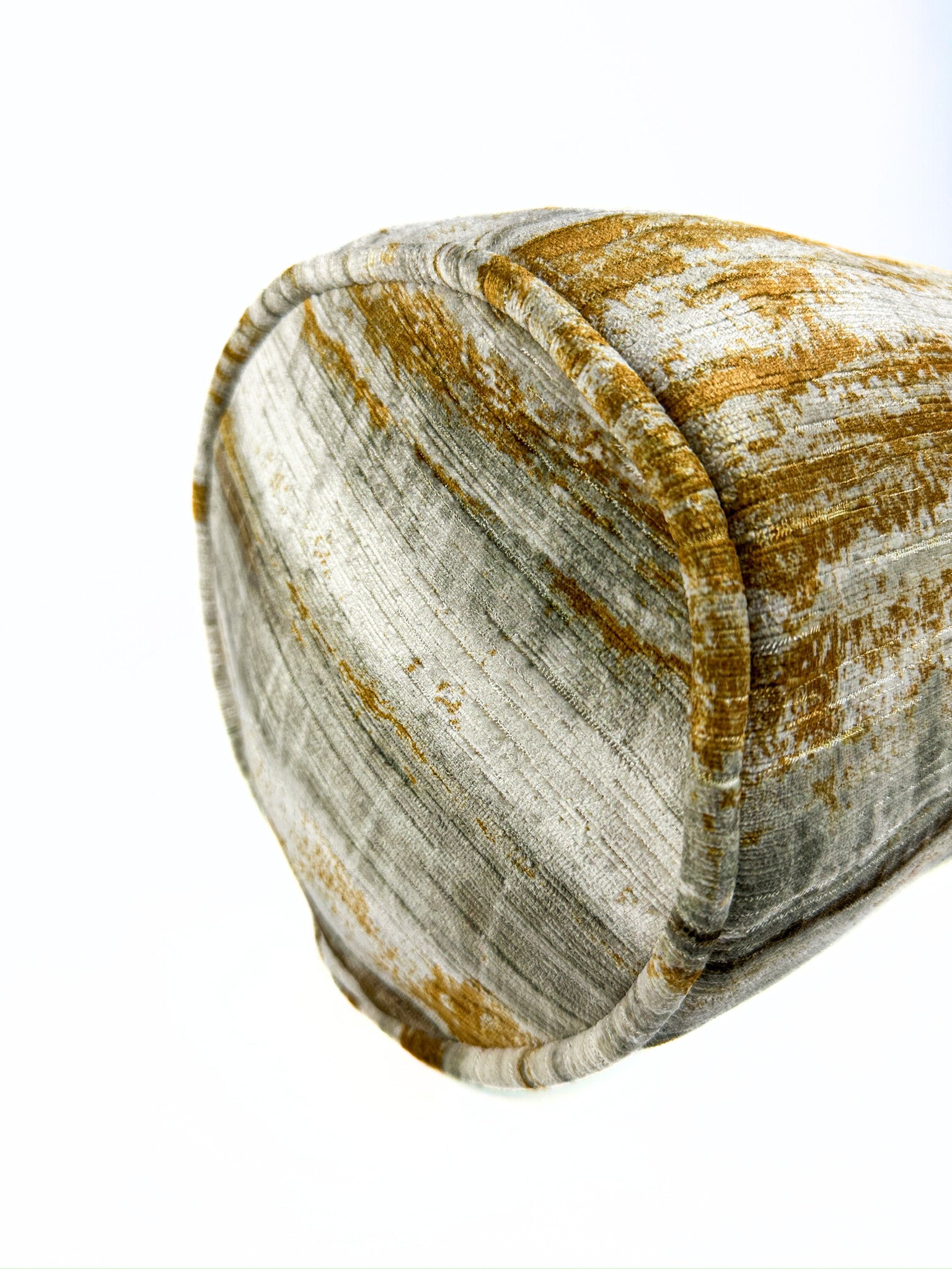 Grey and Gold Layered Rock Bolster Cover Love, Ravin Collection