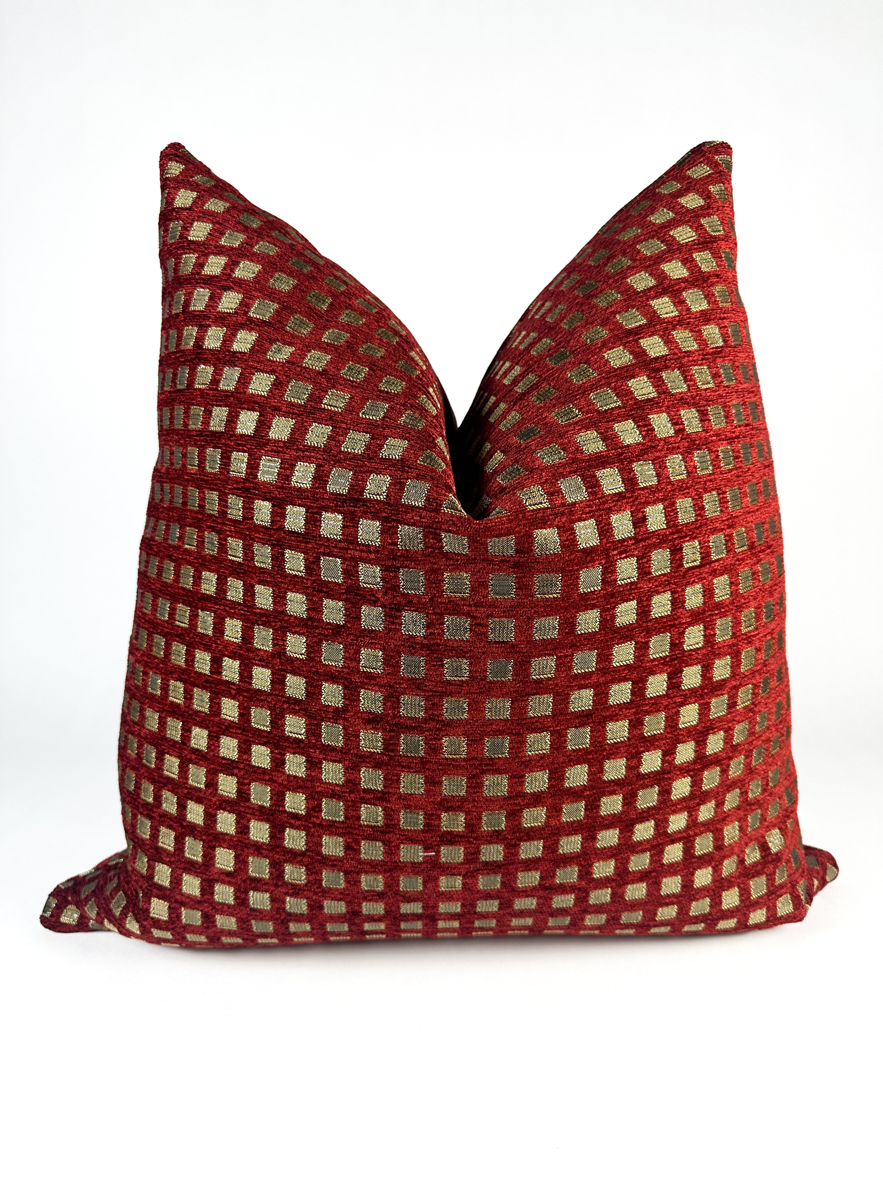 Brick Red and Gold Lattice Pillow Cover simple Love, Ravin Collection