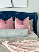 Mint Green Steps Velvet Bolster Cover Love, Ravin Collection