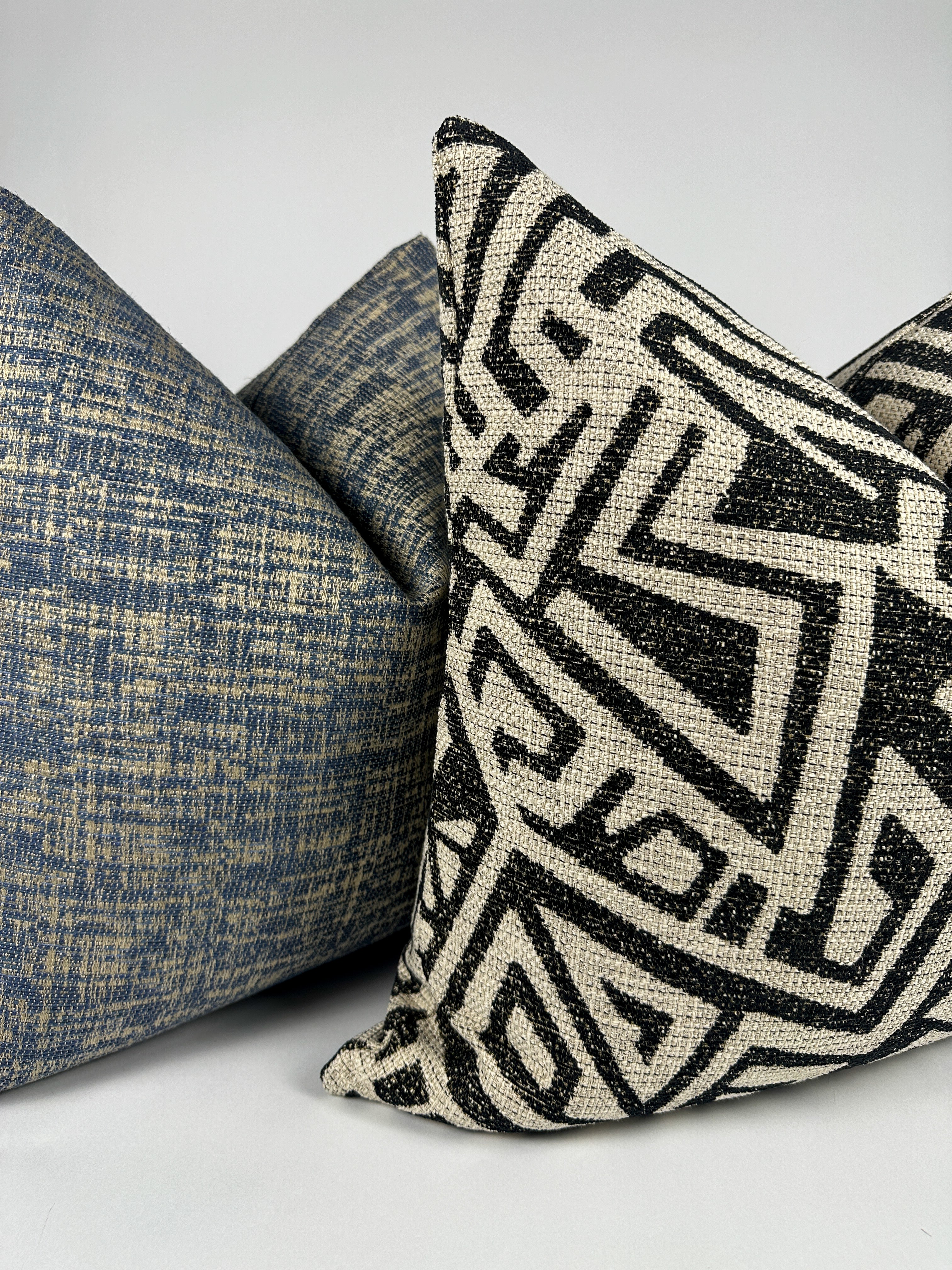 Black and Ivory Maze Pillow Cover Love, Ravin Collection