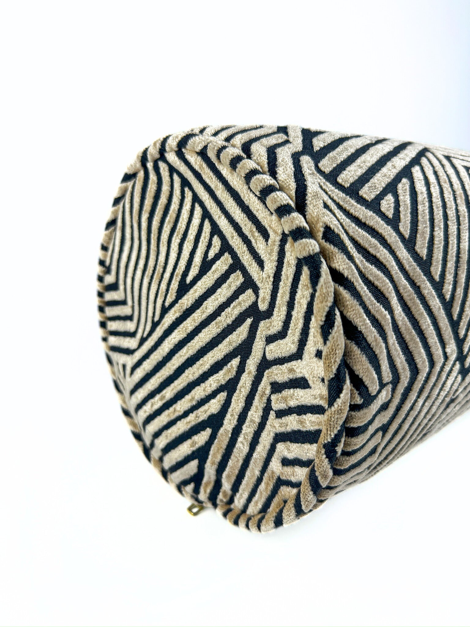 Tan and Black Complex Maze Bolster Cover Love, Ravin Collection