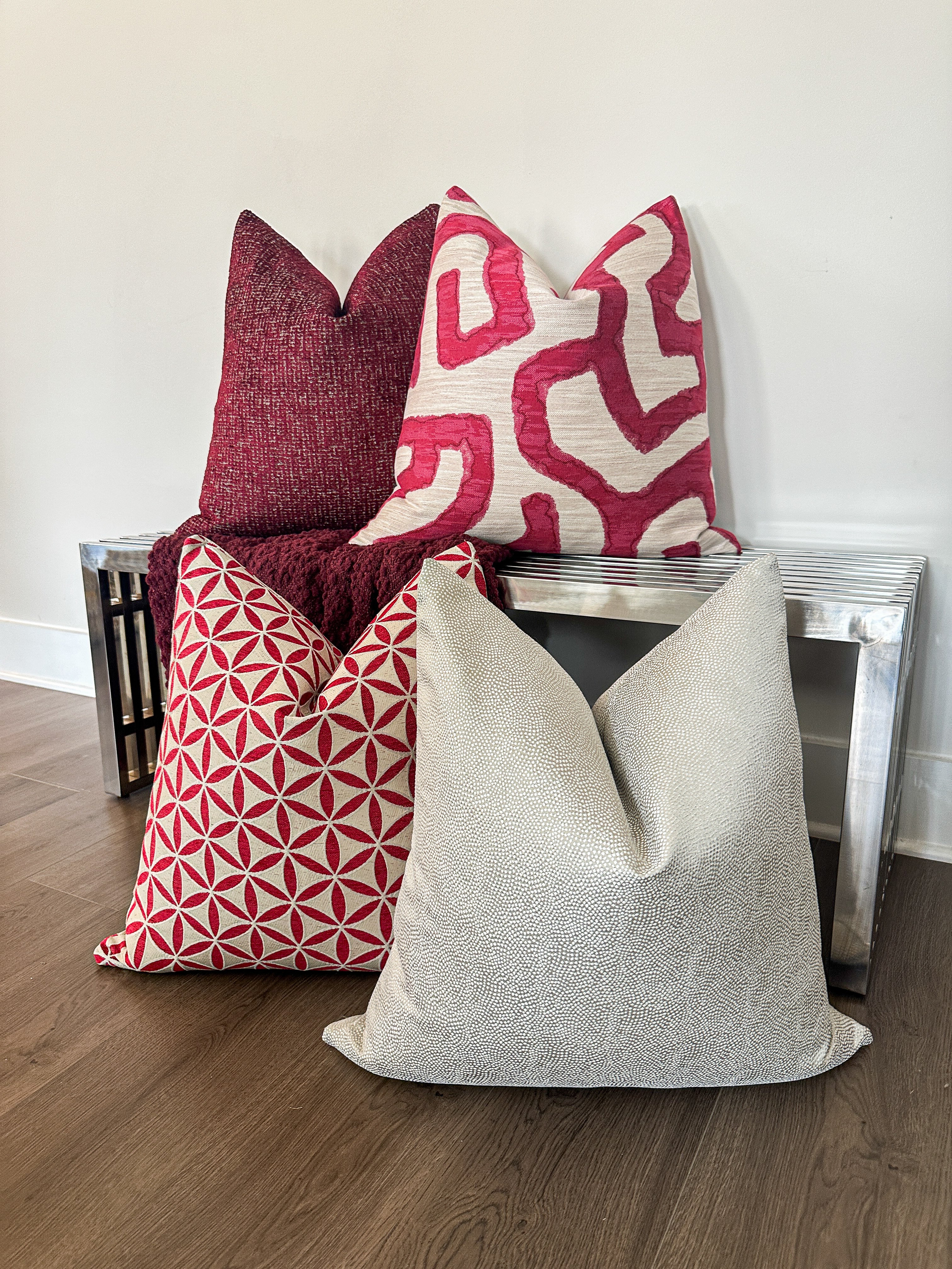 Burgundy Scatter Pillow Cover Love, Ravin Collection